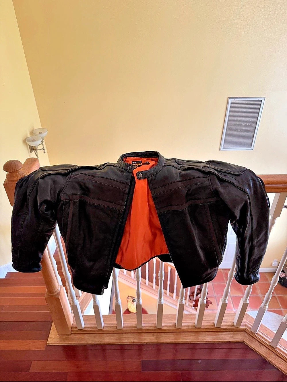 Milwaukee Leather Black Motorcycle Jacket Orange Zip Liner Men’s XXL